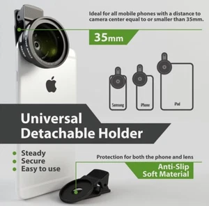 Ultra Wide Angle Lens w/Macro Lens for iPhone And Most Smartphones - Photo 1 sur 2