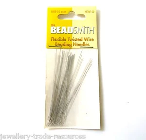 FINE BEADING WIRE NEEDLES STRINGING THREADERS BEADS & PEARLS PACK OF 50 - Picture 1 of 1