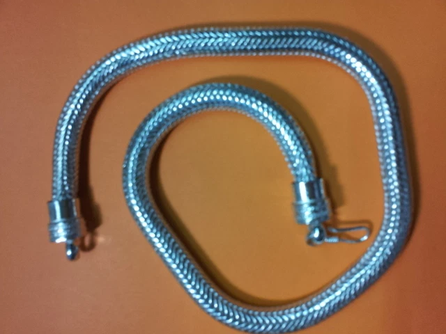  collana bagno argento indiano  OLTRE 220 gr INDIAN SILVER snake necklace 50 CM - Immagine 1 di 1