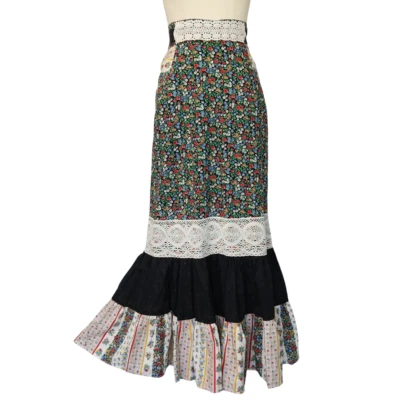 Saia Maxi Floral Vintage Gunne Sax Calico Tamanho XS Jessica's Gunnies Anos 70 Prairie - Imagem 1 de 4