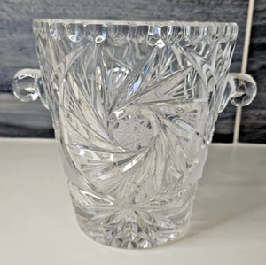 Stunning ABP Heavy Cut Glass Ice Bucket with Handles & Pinwheel Design - Picture 1 of 10
