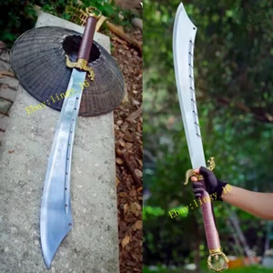Outdoors Fighting Knife Sharp Chinese WUSHU Da Dao Nine Rings Broadsword Sword - Picture 1 of 12