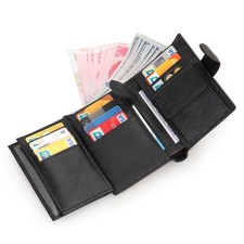 Men's Genuine Leather Clutch Wallet ID Bifold Business Credit Card Holder Purse