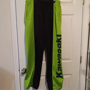Pantalones deportivos Kawasaki negros/verdes XL 32"×42" bolsillos con cremallera elásticos - Imagen 1 de 10
