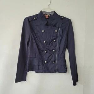 Chaqueta Estilo Militar Mujer Azul Marino Manga Larga Abotonada Moto Junior M Defecto - Imagen 1 de 11