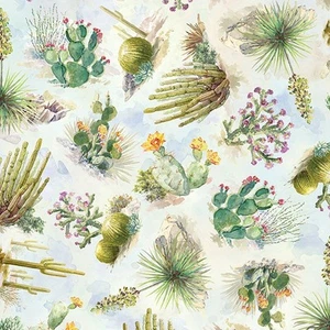Desert Cactus 44" fabric by Hoffman, T4913-193, Southwestern Skies, cotton - Picture 1 of 1
