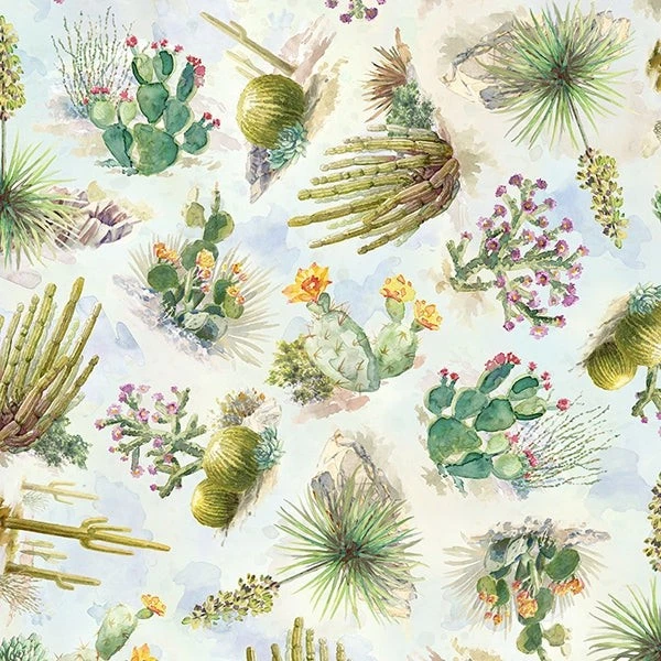 Desert Cactus 44" fabric by Hoffman, T4913-193, Southwestern Skies, cotton - Image 1 of 1