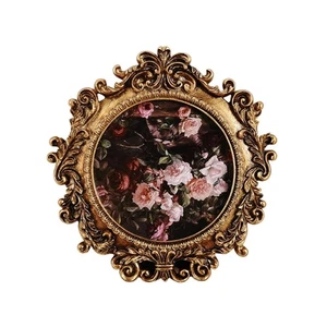 Golden Baroques Antique Round Resins Photo Frame For Desktop Or Wall Mount Gift - Picture 1 of 8