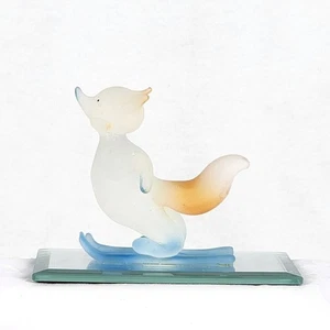 2002 Salt Lake Olympic Winter Copper Mascot Skijumping Glass Figure 3.35" NIB - Picture 1 of 12