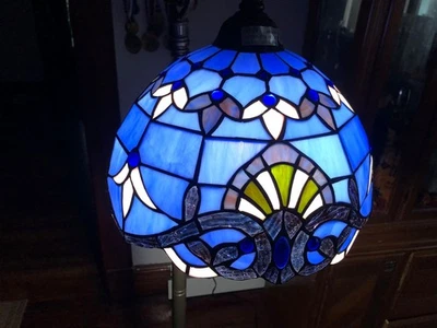  Tiffany Style Lamp, Blue Baroque Stained Glass Floor Lamp, Werfactory - Image 1 of 4