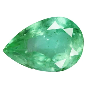 0.94 Ct Great look Pear 8.2 x 5.8 MM 100% Natural Neon Green Colombian Emerald - Foto 1 di 5