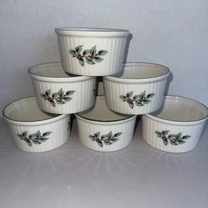 Spode Christmas Tree Set of 6 Imperial Cookware Ramekins England Oven to Table - Picture 1 of 5