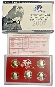 2007-S Silver Proof United States Mint 50 State Quarters Set with Box And COA - Picture 1 of 3