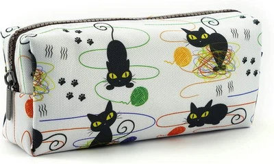 Lparkin Cute Cat Pencil Case Cats and Yarn Knitting Notion Pouch Kitten Makeup B - Image 1 of 4