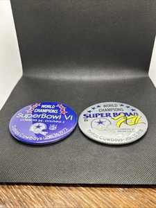 (2) Dallas Cowboys World Champions Super Bowl Lot NFL Button Pin Vintage - Picture 1 of 4
