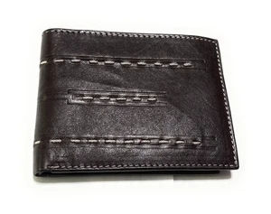 Herren-Geldbörse aus echtem Leder mit Kreditkartenfaltung und Schnellnaht braun Profi-Etui - Bild 1 von 6