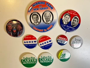 Lot boutons vintage campagne politique Carter Mondale Agnew Rizzo Clinton Gore J - Photo 1/24