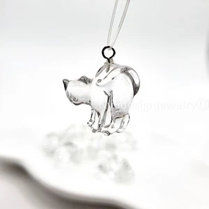 Swarovski Katze Anhänger mit Sterling Silber Ring - Kristall Tier Charm - Bild 1 von 6