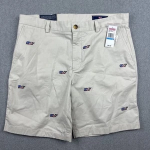 Vineyard Vines Shorts Mens 36 Beige American Flag Whale Chino Preppy Breaker NWT - Picture 1 of 10
