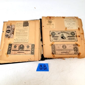 Original Bürgerkrieg Sammelalbum mit 50 2 1 Konföderierten Dollar Scheinen Briefen & WWII - Bild 1 von 19