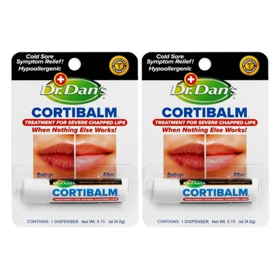 Dr. Dan's Cortibalm-2 Pack- para lábios rachados secos - Bálsamo labial curativo para sever... - Imagem 1 de 4