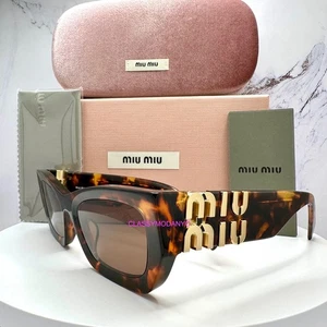 MIU MIU Sunglasses Brown AUTHENTIC Tortoise Shell Square Cat Eye Acetate 53-22mm - Picture 1 of 17