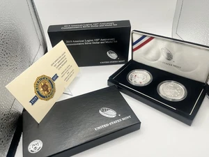 2019 American Legion 100th Anniversary Proof Silver Dollar & Medal Set OGP Mint - Picture 1 of 3