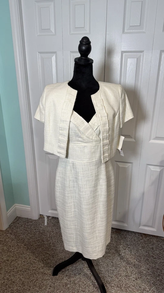 Vestido Traje Vintage Nipon Boutique Para Mujer Talla 4 Crema Clásico Carrera Elegante Foto 1 de 4