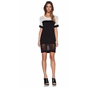 John + Jenn Women's Mesh Accent Bodycon Dress Black/White Caviar Small $134 - Picture 1 of 5