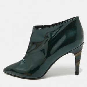 Jimmy Choo Green Patent Leather Ankle Boots Size 35.5 - Picture 1 of 9