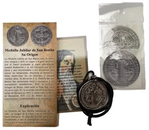 Medal St Benedict 1.5” Protection Cord Exorcism Medalla San Benito Prayer Card - Picture 1 of 5