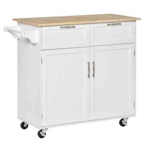 White Kitchen Cart with Drawers Shelf Spice Rack Wheels - Picture 1 of 7