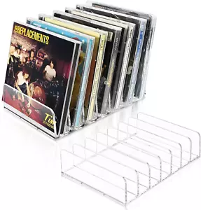 Clear Acrylic CD Organizers Display Rack Holds Up To 14 Standard CD Cases 2 PCS - Picture 1 of 12