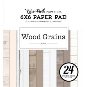 Echo Park Wood Grains 6"x6" Double-Sided Paper Pad 24pcs - Cool - Picture 1 of 2