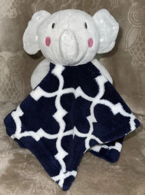 Manta de seguridad Elephant Lovey gris, azul marino y blanco con orejas de lunares usada en excelente estado Foto 1 de 4