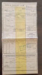 Ordre de transport du Ministère de la guerre. (GUERRE 1914-18) (b) - Picture 1 of 1