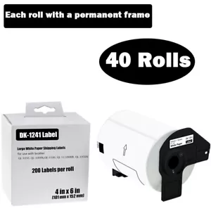 40 ROLLOS 4"X6" Etiqueta de dirección de envío DK-1241 compatible para Brother QL-1060N - Imagen 1 de 24
