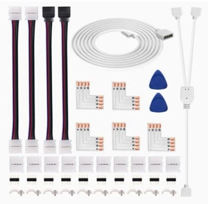 4 Pin LED Connectors Kit for Strip Light, Include Solder-less L Shape, Jumpers⚡️ - Picture 1 of 4