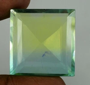 81.90 Ct Square Cut Bi-Color Tourmaline Gemstone Certified C8400 Birthday Gift - Picture 1 of 10