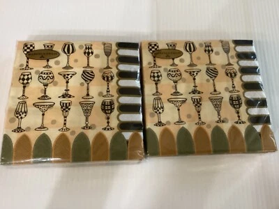 Servilletas de cóctel Mackenzie Childs GOLDEN HOUR 2 PAQUETES (40) COPAS vasos SELLADOS Foto 1 de 2