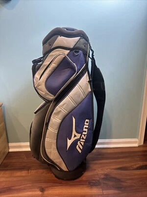 Bolsa de golf retro vintage Mizuno Staff - 14 divisores - azul y blanco - 7 bolsillos Foto 1 de 4