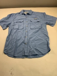 Realtree Shirt Mens Large Short Sleeve Outdoor Button Front Vented Blue - Picture 1 of 15