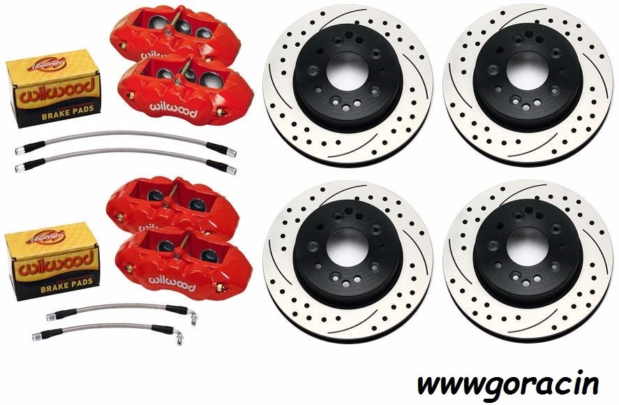 WILWOOD DISC BRAKE SET,1965-1982 CORVETTE,6/4 Piston RED CALIPERS,DRILLED ROTORS - Image 1 of 1