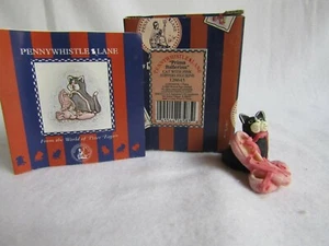  ENESCO PENNYWHISTLE LANE MINIATURE FIGURINE GIRL CAT  WITH PINK SLIPPERS  MIB - Picture 1 of 5