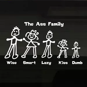 Funny Ass Family Stick Figure Decal Sticker (12x6.5 in) - Picture 1 of 1
