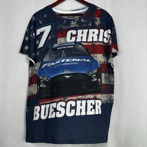Nascar Chris 17 Herren Hemd Buescher Patriotic Checkered Flag Fastenal Sublimated - Bild 1 von 6