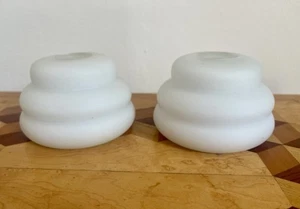 PAIR Mini Frosted White Glass Beehive Ceiling Lamp Wall Light Shades Vintage - Picture 1 of 16