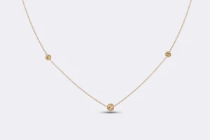 20" 14k Gelbgold facettierte Kugel Station Halskette (1,21 g.) - Bild 1 von 4