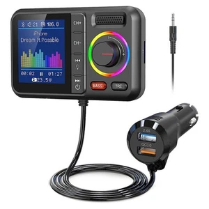 LED-Digitalanzeige Bluetooth 5.0 Transmitter-Adapter 3,5 mm AUX MP3-Player 7514 - Afbeelding 1 van 9