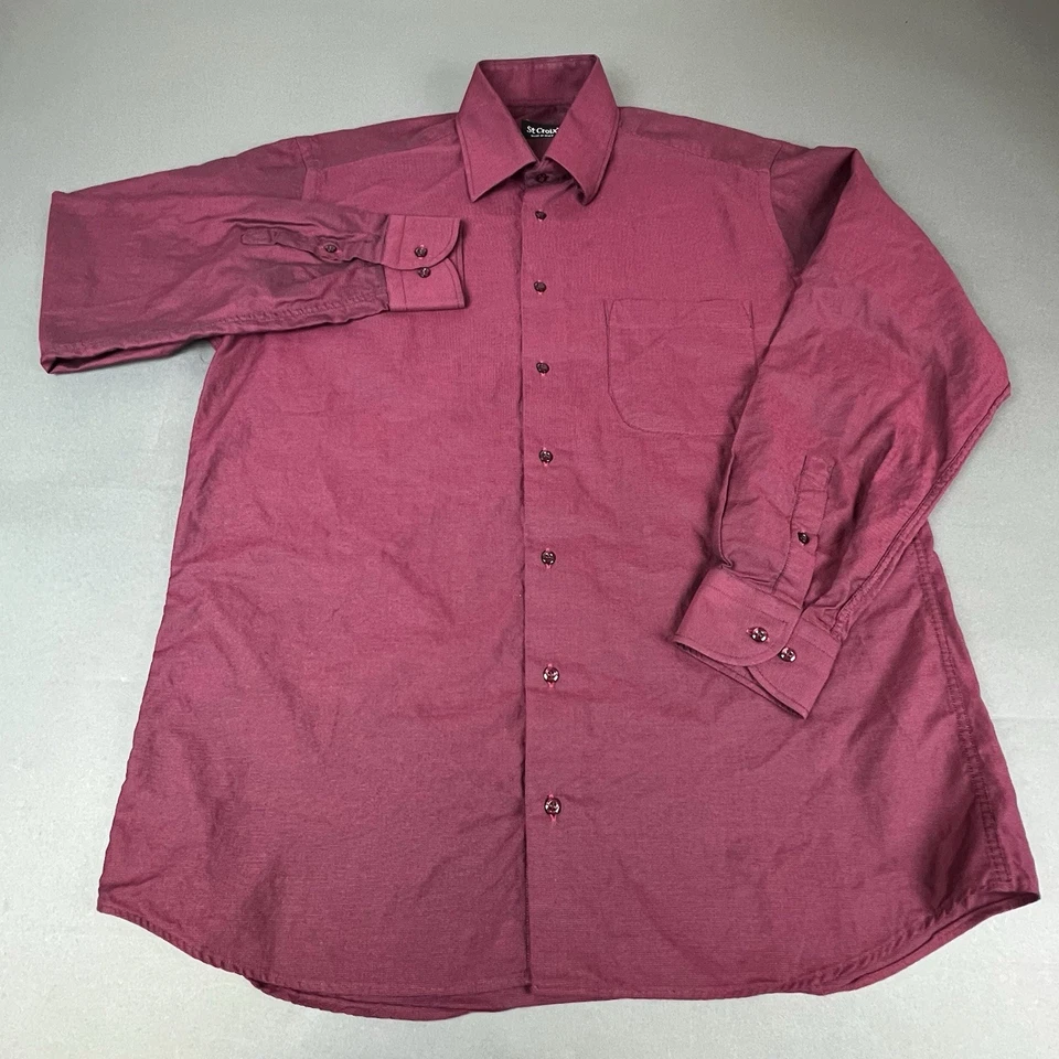 Camisa St. Croix Botón Roja Sólida Manga Larga Hombre Talla Grande Hecha en Italia Foto 1 de 4